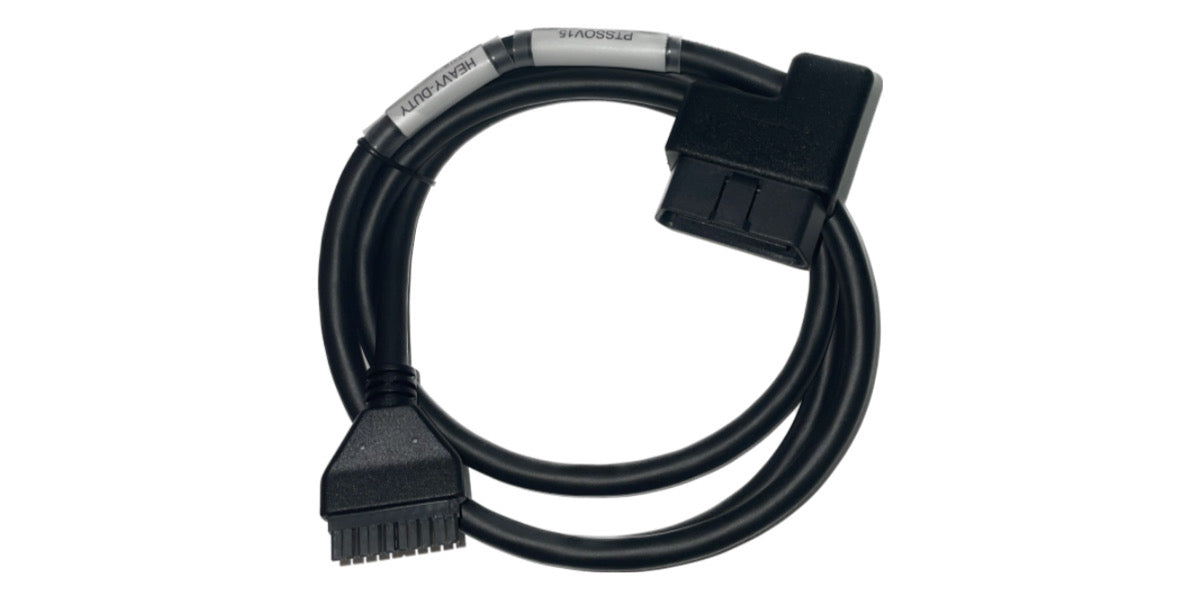 Cable for PT30 HOS ELD Logbook, Compliant ECM w/DOT-Electronic Logging Device, Mack/Volvo Square Black Heavy Duty OBDII Cable, Part # PTSSOV15